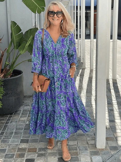 Women's Floral V-Neck Boho Dress