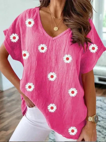 Women's V-Neck T-Shirt Floral Print