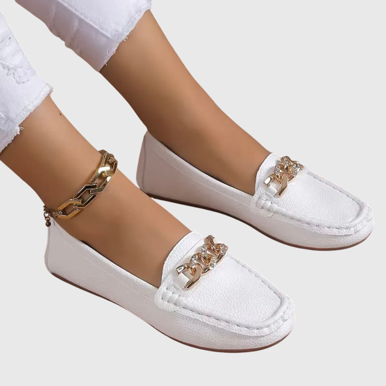 Comfortable Women's Slip On Loafers with Metallic Accent