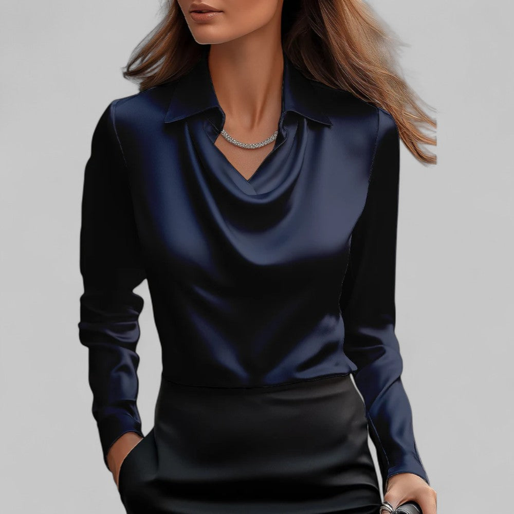 Elegant Silk V Neck Blouse