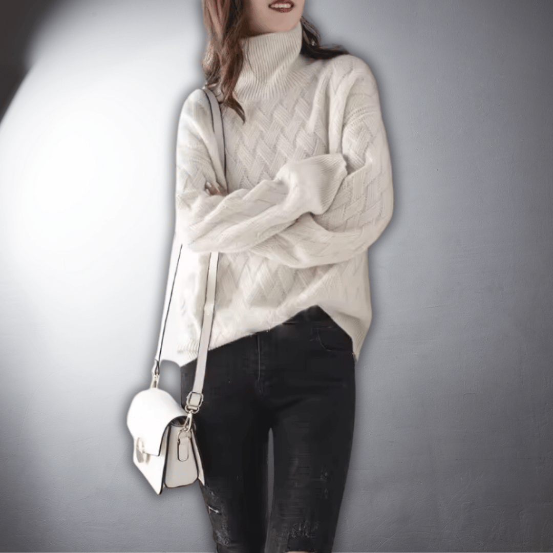 Women's Diamond Weave Turtleneck Sweater