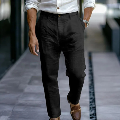Men's Slim Fit Linen Dress Pants Lightweight Beige