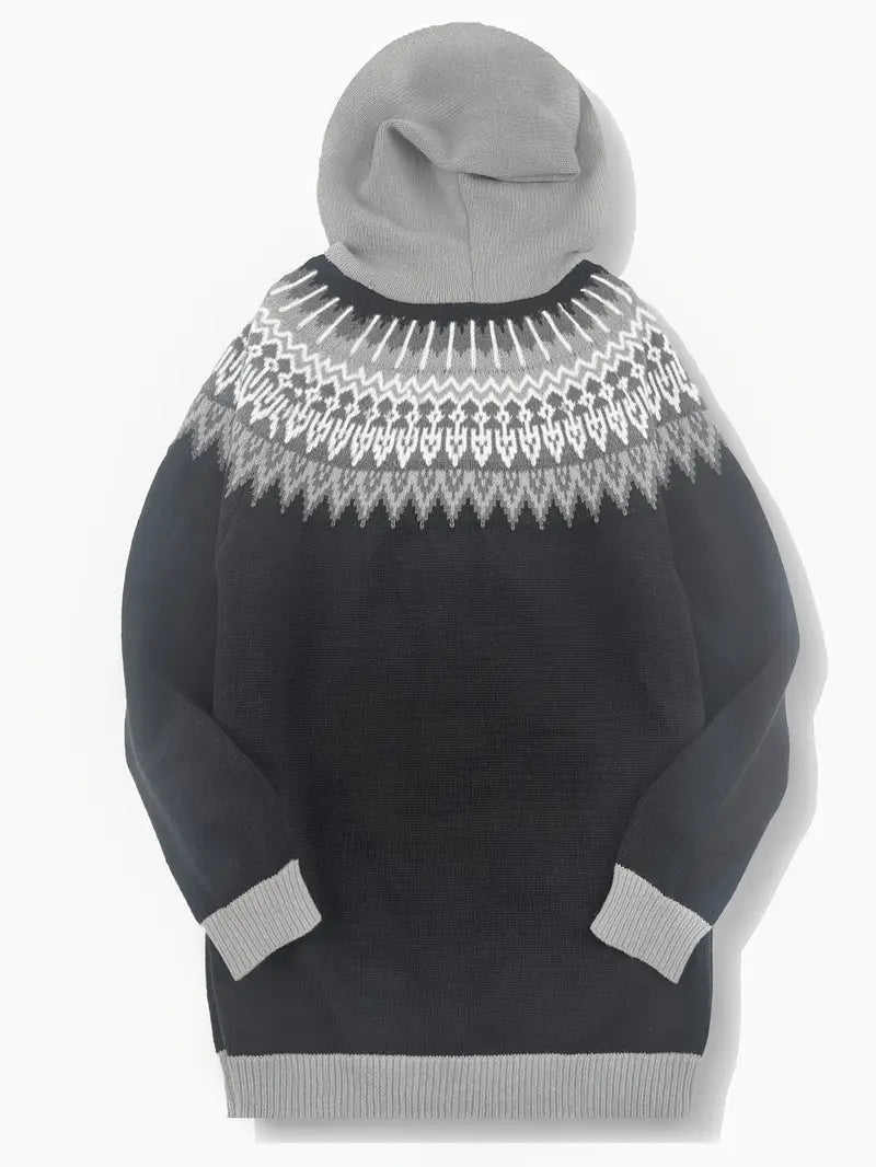 Women's Hooded Cardigan Knit Button Front
