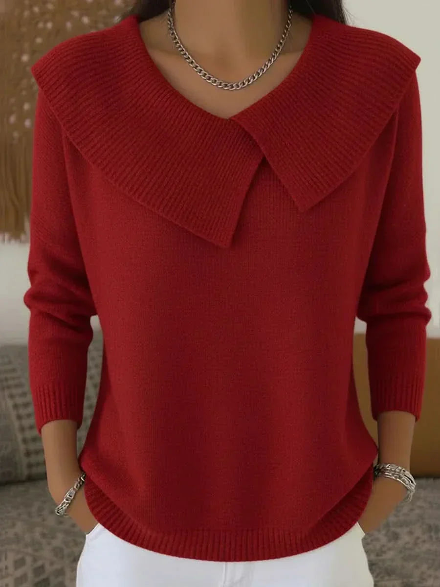 Women's Ribbed Sweater Soft Collar