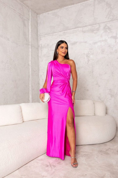 Women's One-Shoulder Asymmetrical Maxi Evening Dress