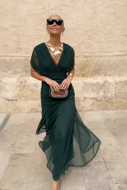 Elegant Women's V-Neck Maxi Dress