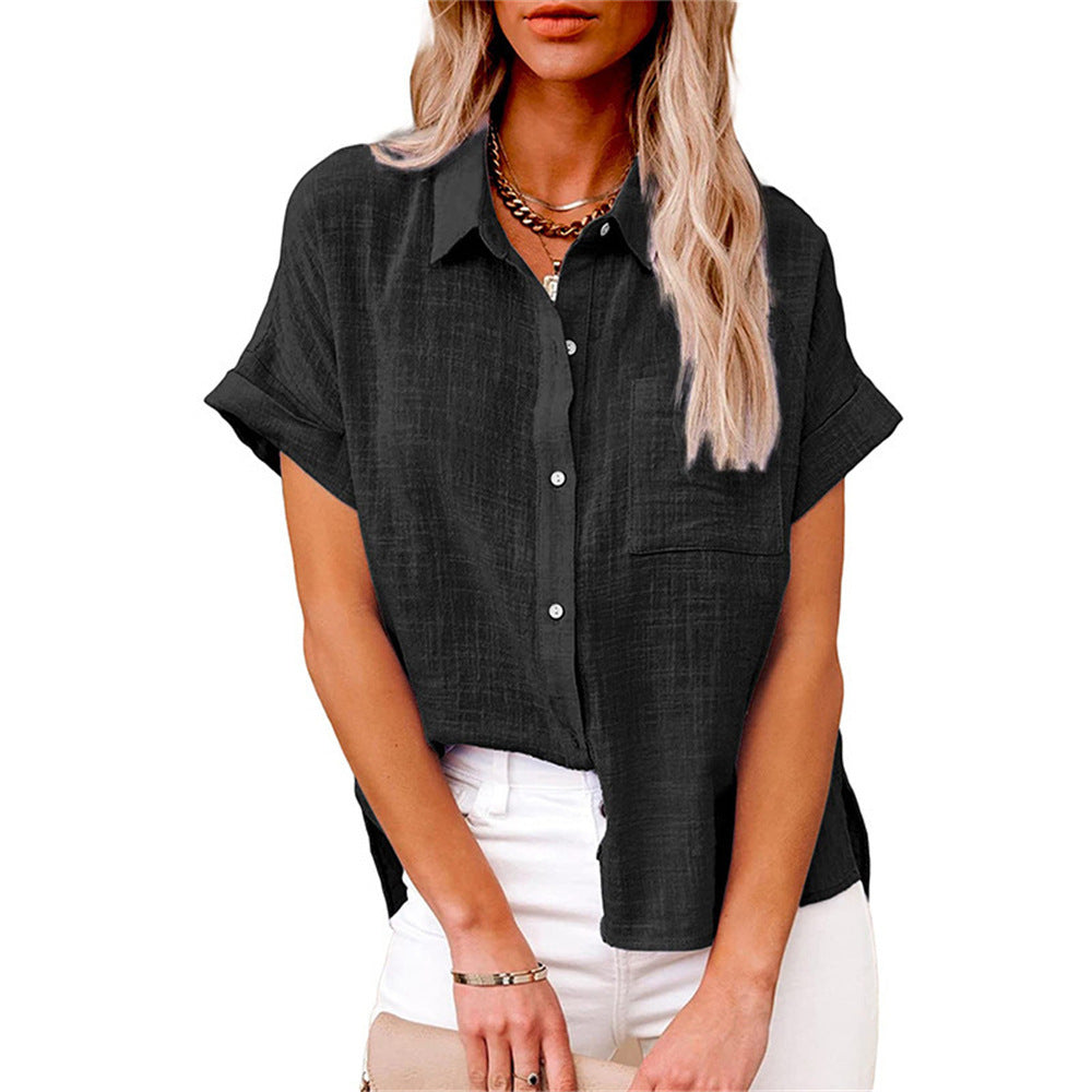 Women's Button Down Blouse Cuffed Sleeves