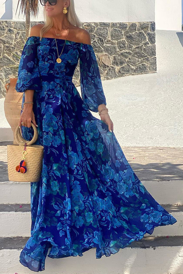 Women's Off Shoulder Floral Maxi Dress Evening - VibreMode