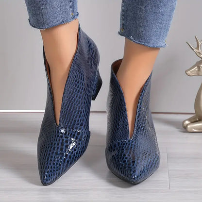 Women's Textured Ankle Boots Mid Block Heel