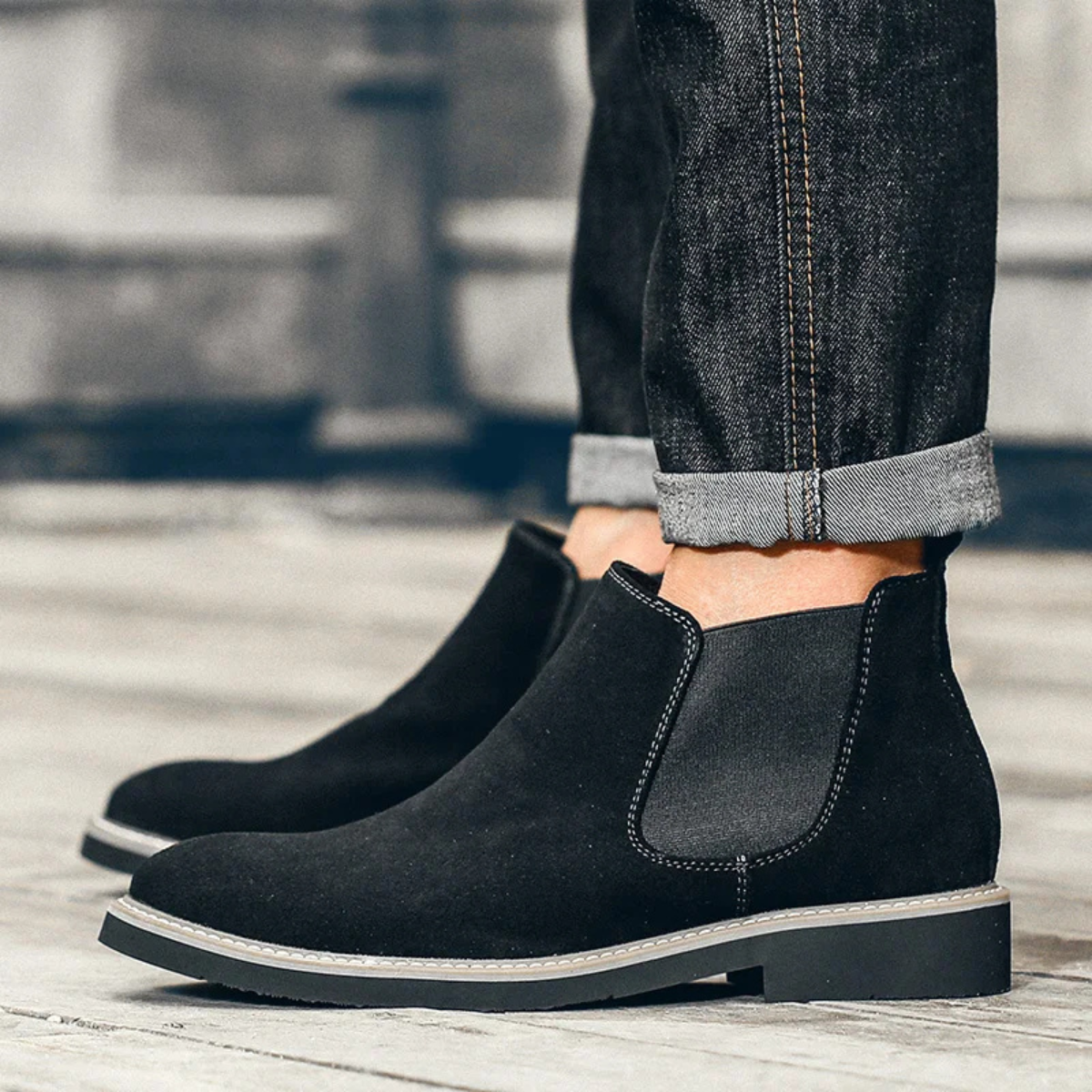 Men's Suede Chelsea Boots Black