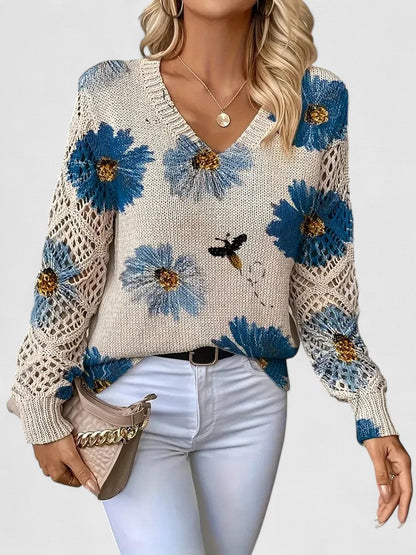 Women's Floral Pattern Sweater - VibreMode