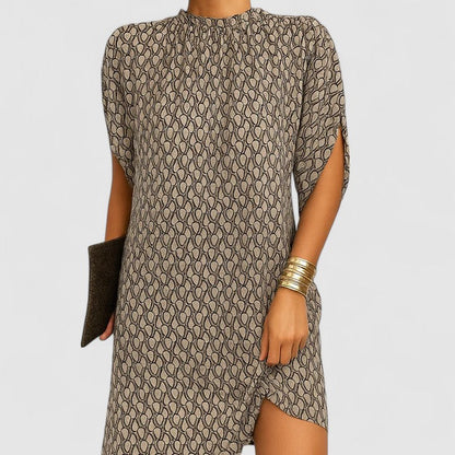 Women's Mock Neck Midi Dress Batwing Sleeves