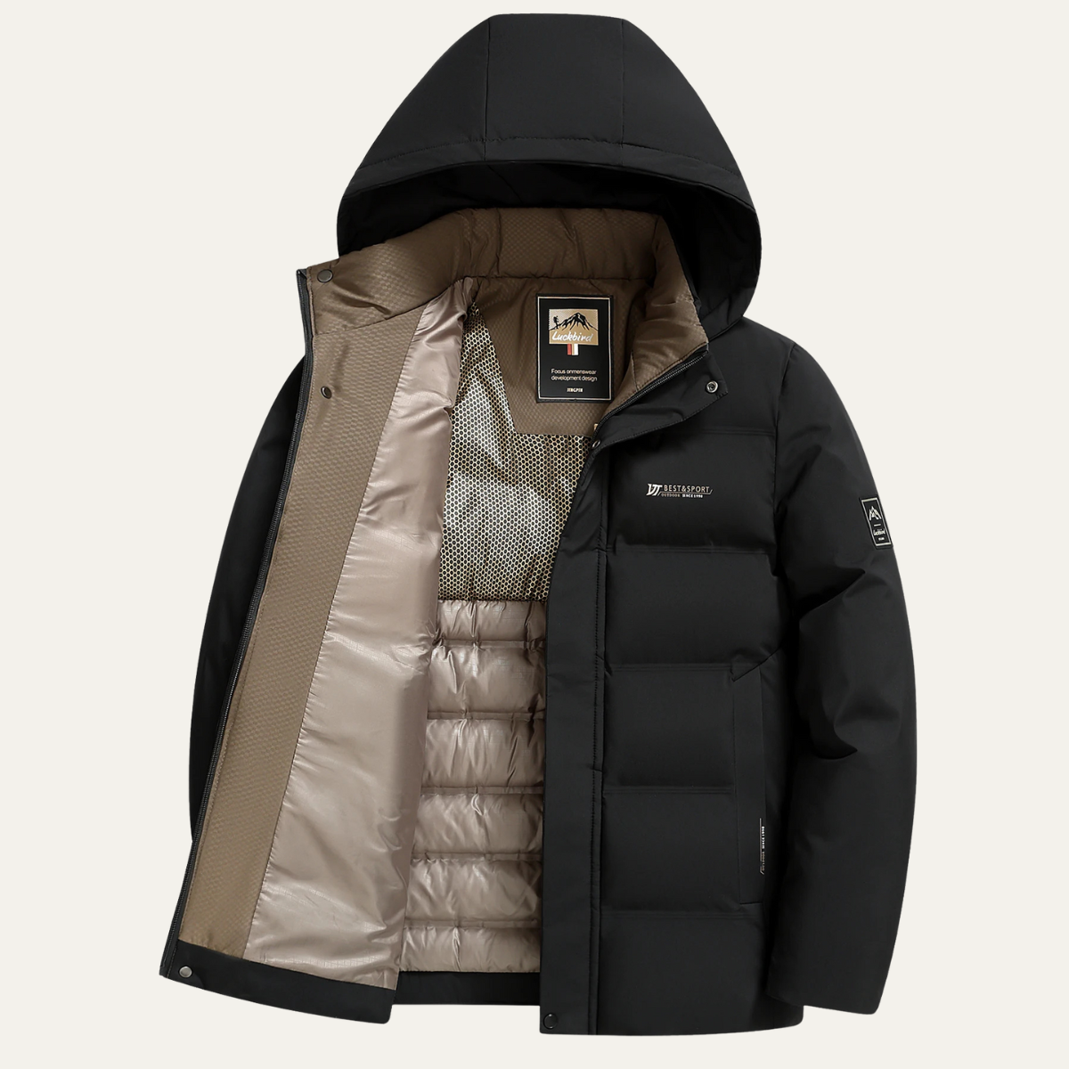 Men's Thick Cotton Padded Winter Jacket with Hood