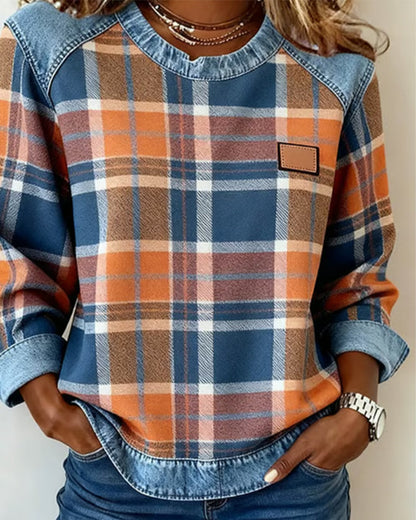 Ainsley Checkered Patchwork Sweatshirt