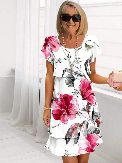 Women's Ruffled Floral Dress - VibreMode