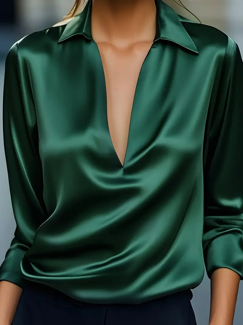 Women's Long Sleeve Blouse Draped Neck