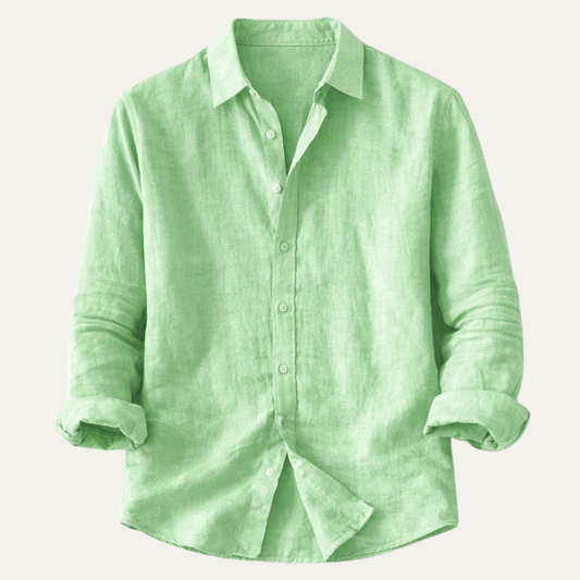 Men's Cotton Linen Dress Shirt Lightweight - VibreMode