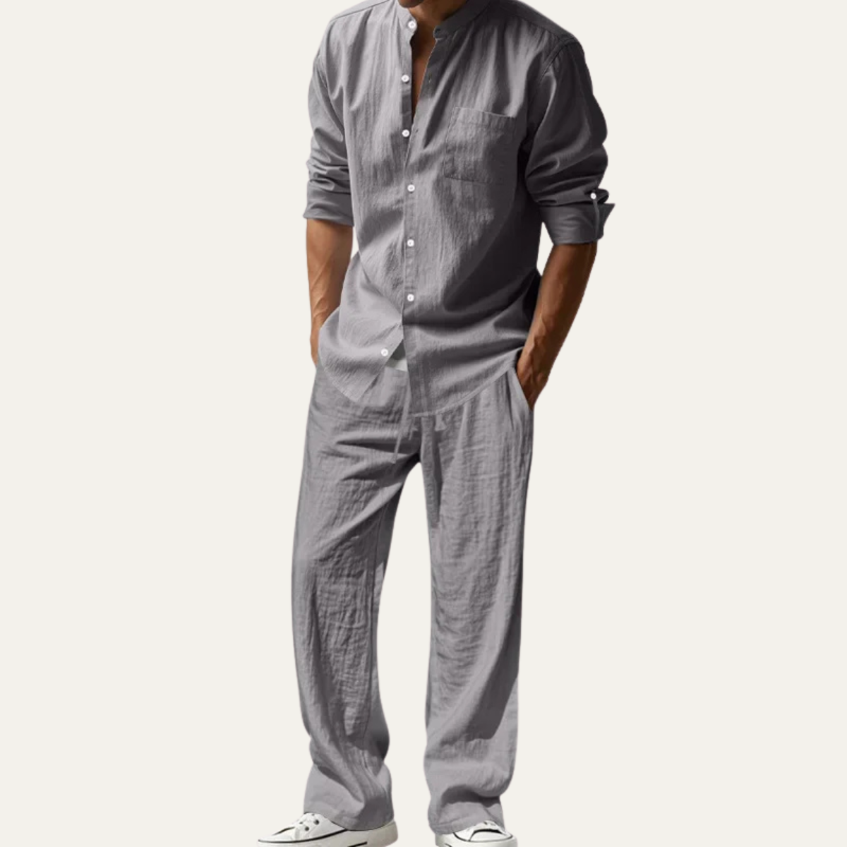 Mens Casual Linen Shirt And Pants Set