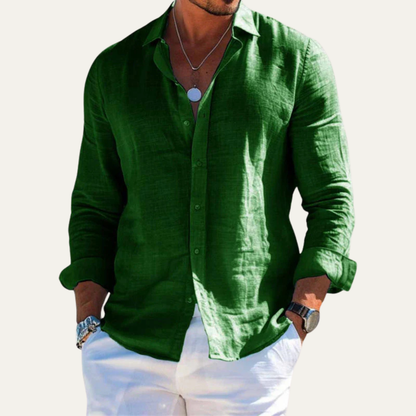 Men's Cotton Linen Dress Shirt Lightweight