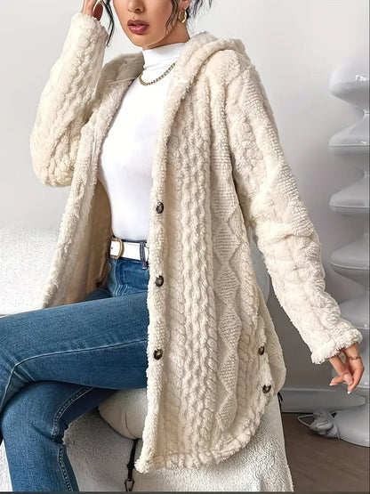 Women's Plush Hooded Cardigan