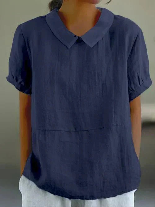 Women's Short Sleeve Casual Peter Pan Collar