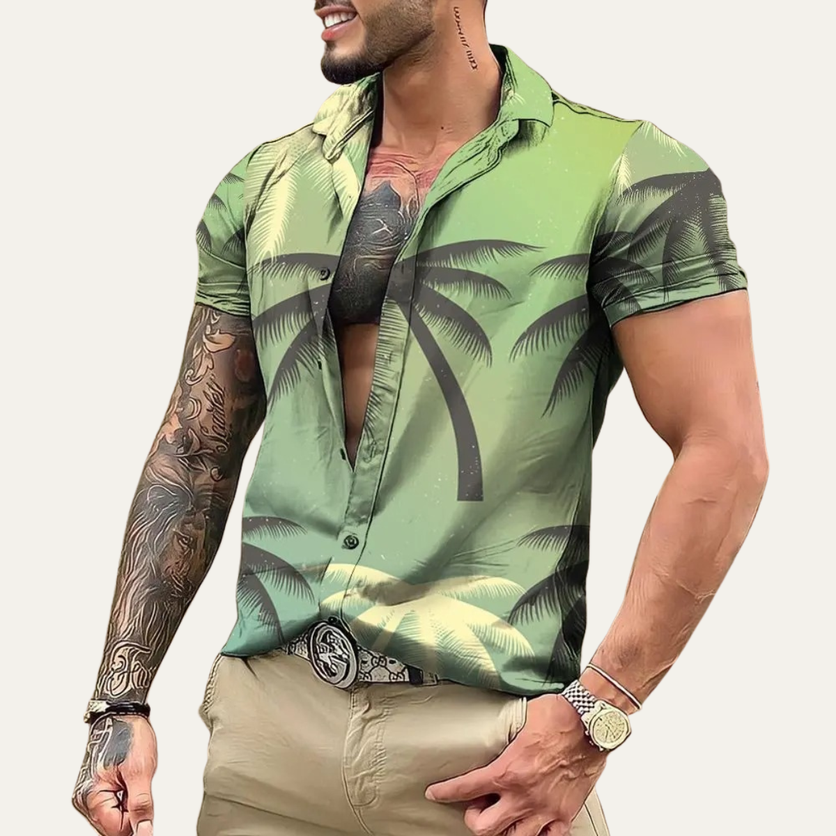 Men's Hawaiian Shirt Tropical Print Lightweight Coconut Design