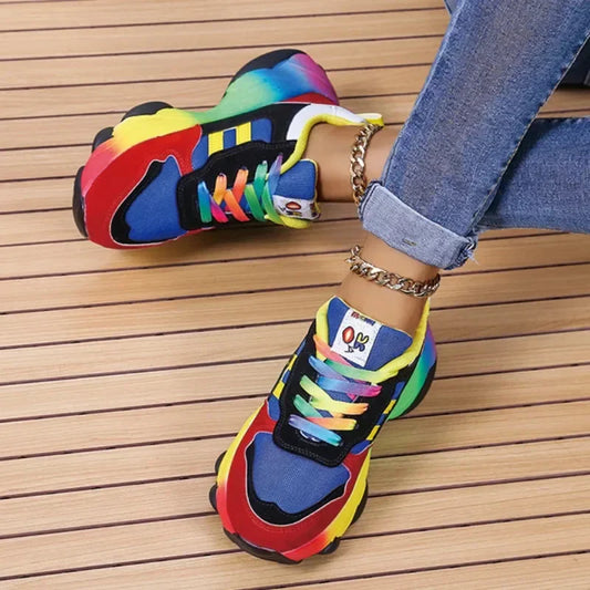 Women's Multicolor Platform Sneakers - VibreMode