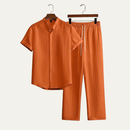 Men's Linen Summer Set Shirt Pants Lightweight