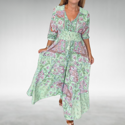 Women's Boho Maxi Dress Flowy Draped Cocktail