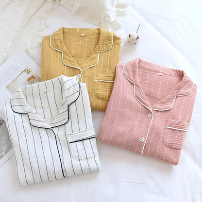 Women's Cotton Nightgown Lightweight Striped - VibreMode