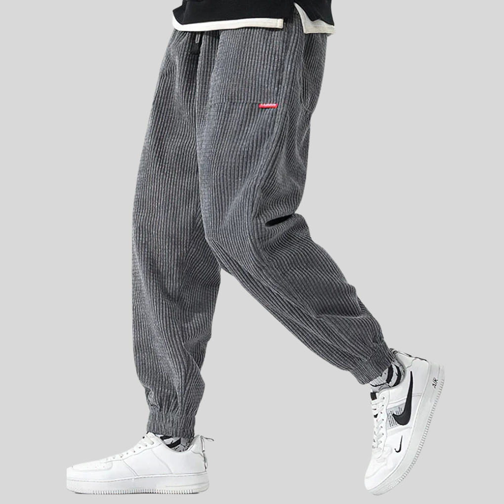 Men's Corduroy Wide Leg Joggers Relaxed Fit - VibreMode