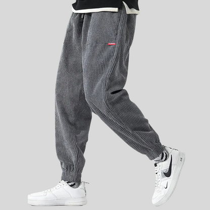 Men's Corduroy Wide Leg Joggers Relaxed Fit - VibreMode