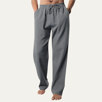 Men's Cotton Hemp Straight Leg Pants Breathable