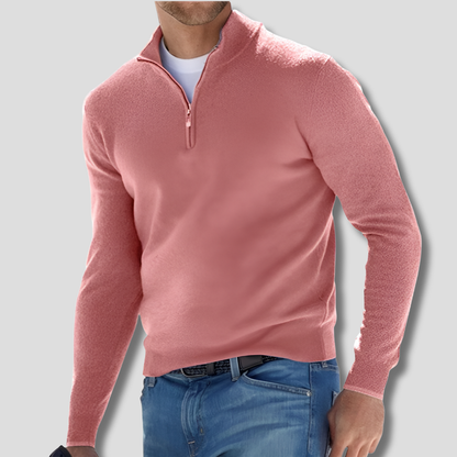 Men's Cotton Zipper Collar Pullover Sweater