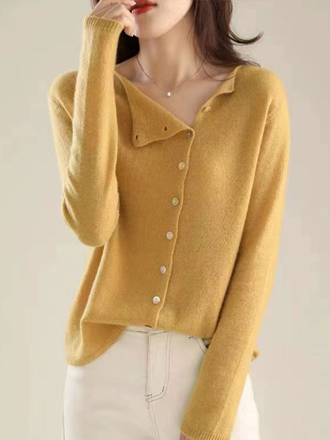 Women's V-Neck Cardigan Button Front - VibreMode