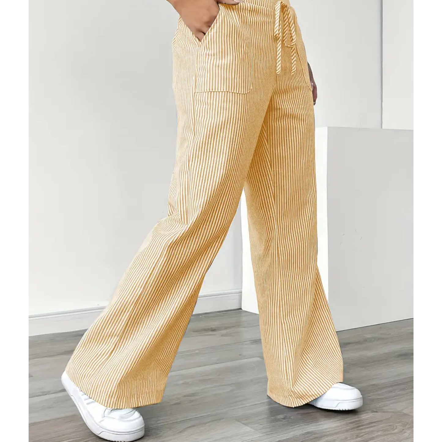 Comfortable Stripe Pants With Side Pockets