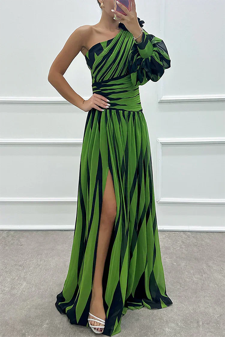 Women's Asymmetrical Maxi Dress Single Sleeve