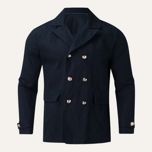 Men's Double Breasted Peacoat Wool Casual Navy - VibreMode