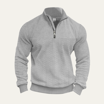 Men's Knit Half Zip Sweater Jacquard Pattern Winter