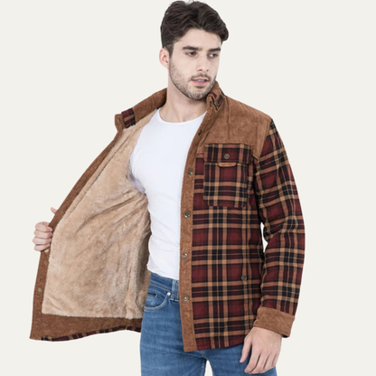 Men's Plaid Flannel Jacket Multi Pocket