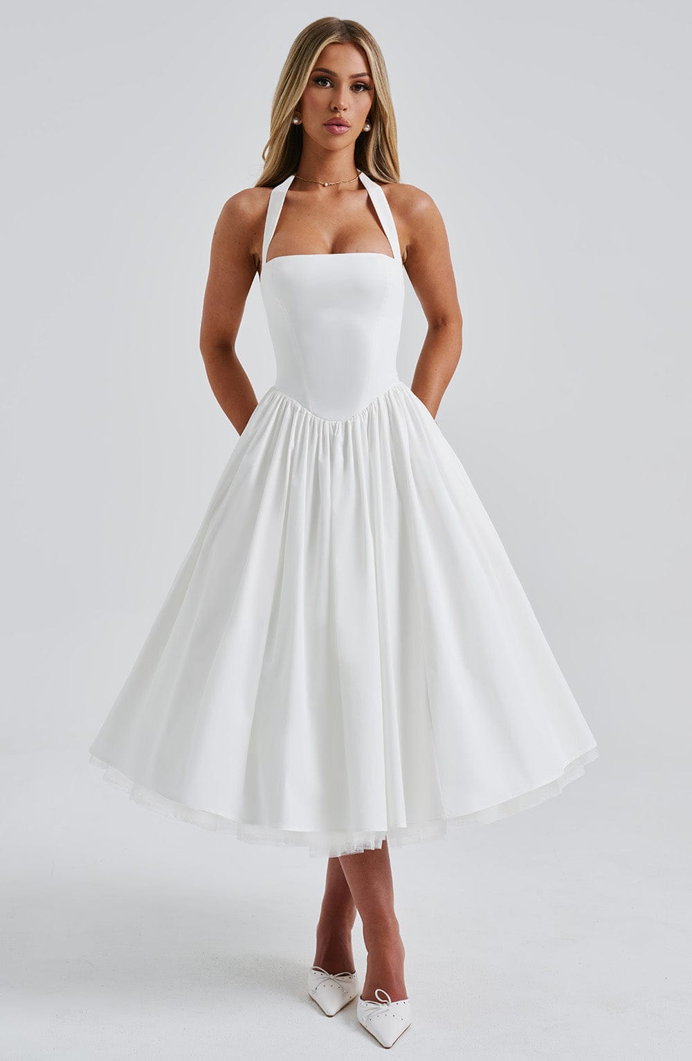 Women's Midi Dress Halter Neck Tulle Skirt