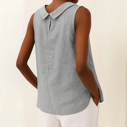 Women's Sleeveless Roll Collar Blouse