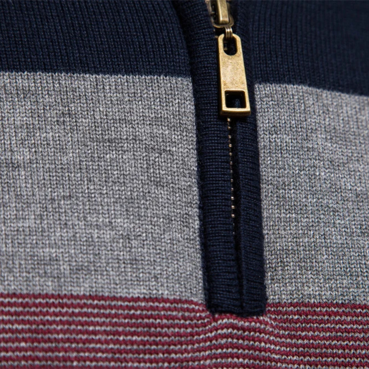 Men's Patchwork Zip Mock Neck Sweater