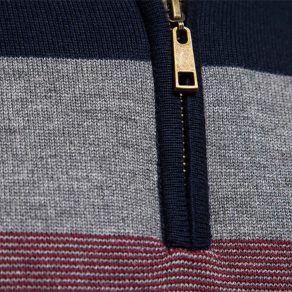 Men's Patchwork Zip Mock Neck Sweater