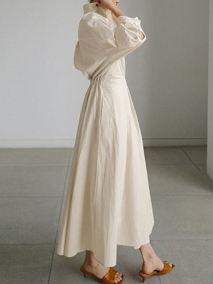 Women's Elegant Button Front Shirt Dress