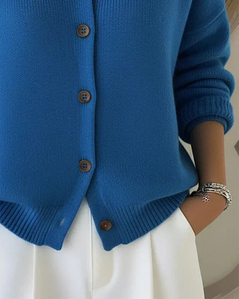 Soft Open Front Button Cardigan Sweater