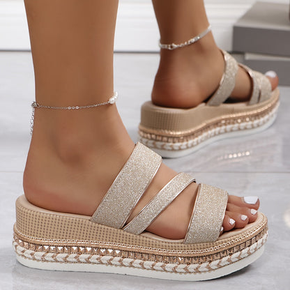Women's Multi Strap Heels Braided Detailing