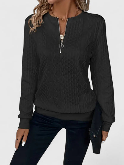 Women's Cable Knit Sweater Zip Front