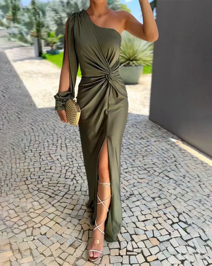 Women's Pleated Wedding Guest Dress - VibreMode
