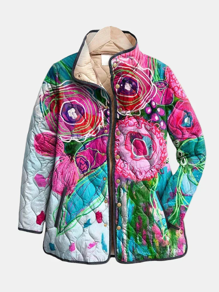 Elegant Floral Patterned Women's Jacket - VibreMode